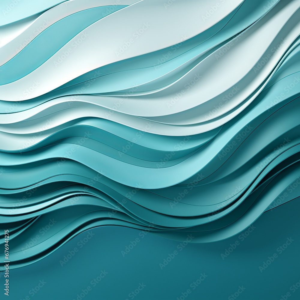 Poster abstract turquoise waves with smooth transitions and glossy highlights. background for banner, space
