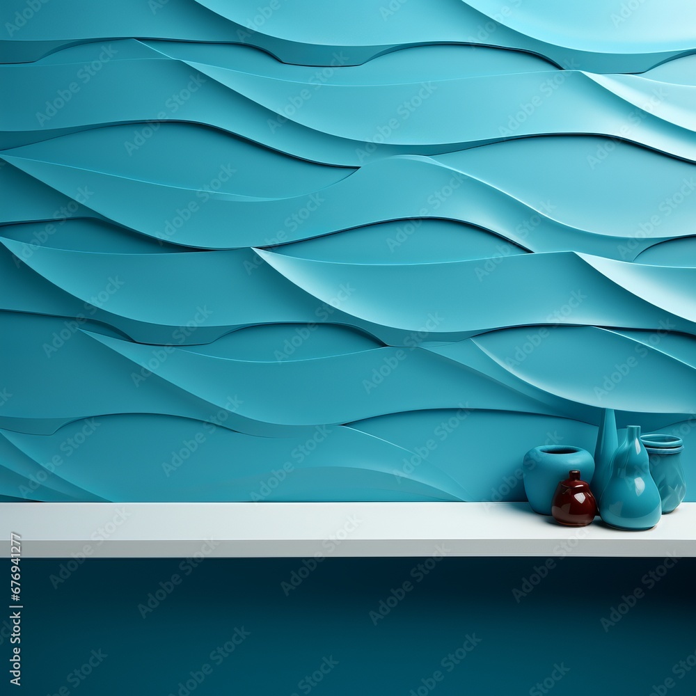 Poster abstract turquoise waves with smooth transitions and glossy highlights. background for banner, space