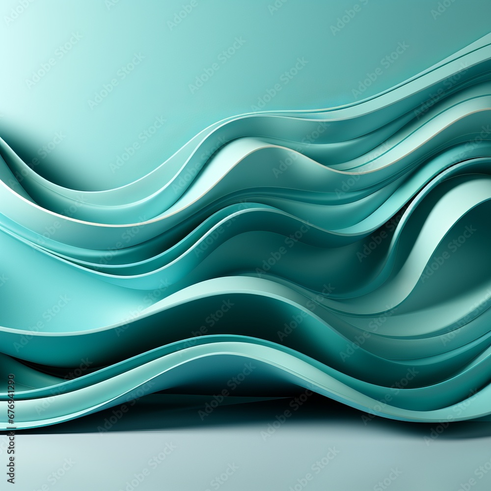 Poster abstract turquoise waves with smooth transitions and glossy highlights. background for banner, space