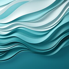 Fototapeta premium Abstract turquoise waves with smooth transitions and glossy highlights. Background for banner, space for copy space