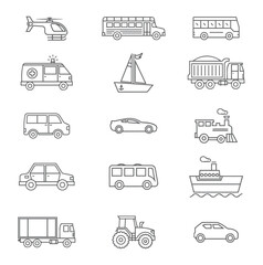 different types of vehicle vector art design icon, car, icon, truck, transportation, vector, transport, bus, set, auto, vehicle, symbol, train, icons, illustration, sign, taxi, design, silhouette