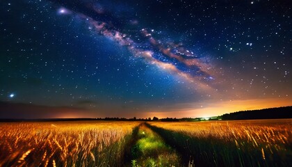 小麦畑からみた夜空