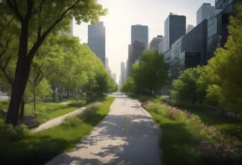 city street in the central park 