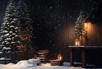 Christmas tree with snow