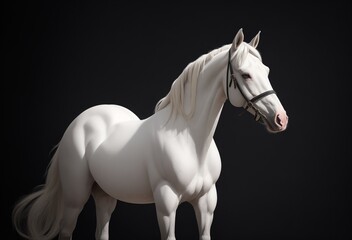 white horse isolated on black
