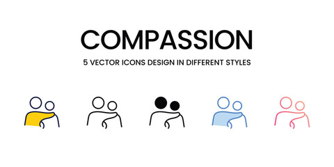 Compassion Icon Design in Five style with Editable Stroke. Line, Solid, Flat Line, Duo Tone Color, and Color Gradient Line. Suitable for Web Page, Mobile App, UI, UX and GUI design.