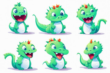 Obraz premium New year emoji of funny dragon. Cartoon style, New Year, Christmas.