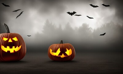 halloween pumpkin with bats
