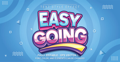 Editable Text Effect with Easy Going Theme. Premium Graphic Vector Template.