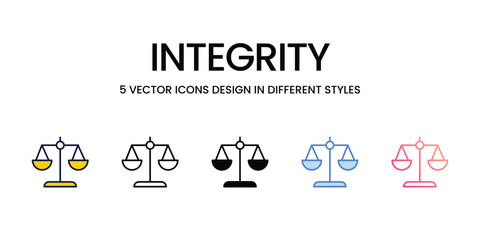 Integrity Icon Design in Five style with Editable Stroke. Line, Solid, Flat Line, Duo Tone Color, and Color Gradient Line. Suitable for Web Page, Mobile App, UI, UX and GUI design.
