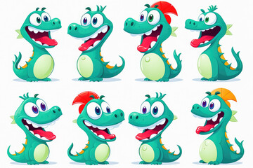 Obraz premium New year emoji of funny dragon. Cartoon style, New Year, Christmas.