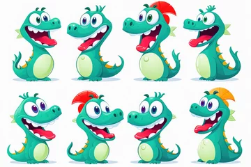 Fotobehang New year emoji of funny dragon. Cartoon style, New Year, Christmas. © ЮРИЙ ПОЗДНИКОВ