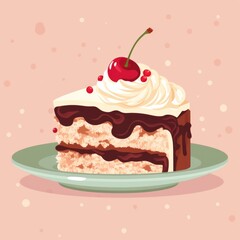 Beautiful delicious dessert with aromatic glaze and fresh berries on a light background. Suitable for advertising and company logo