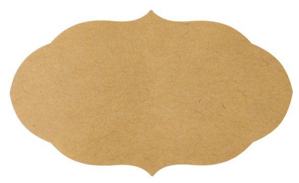 Oval brown packaging label on white isolated background