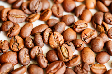 Roasted coffee beans. background. 