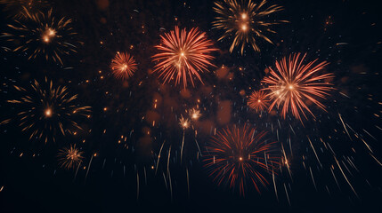 Skyward Fireworks Display Against the Dark Night