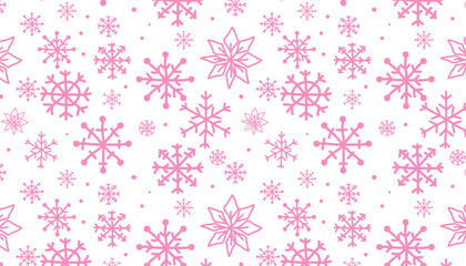 Pink snowflakes. Seamless vector pattern