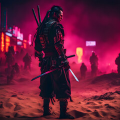 Fototapeta premium A samurai warrior ready to battle