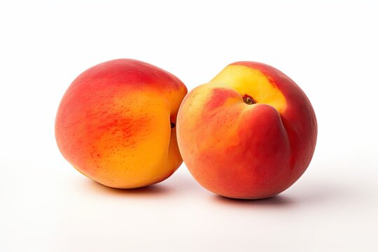 Ripe Peach and Nectarine Slices on White Background
