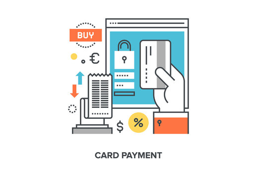 Vector illustration of card payment flat line design concept.