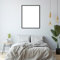 Layout of poster, poster in the room,  interior of a bedroom