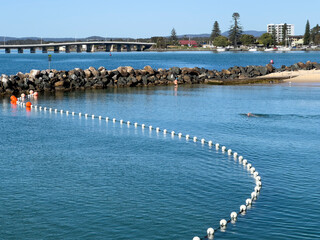 shark net at Tuncurry on the New South Wales north coast, Australia.