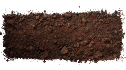 Dark soil surface in rectangle form isolated on white created with Generative AI