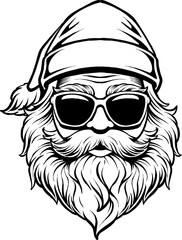 santa claus head line art vector