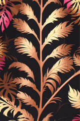 Pink and Golden Monstera Leaves Vector Design