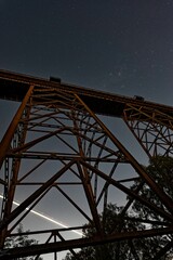 Vertical shot of The Maribyrnong River Viaduct in Melbourne, Australia at night