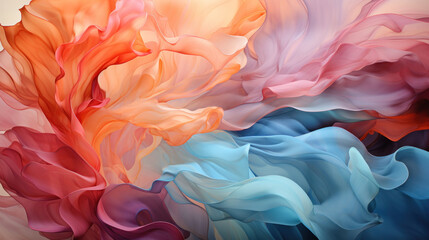 Abstract dynamic flow of colorful floral-like forms.