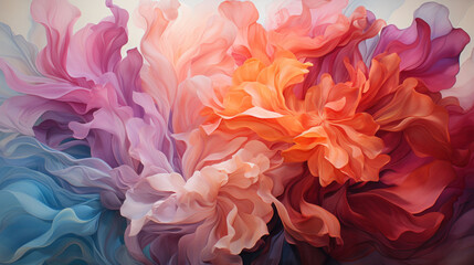 Abstract floral explosion of vibrant colors in a dynamic composition