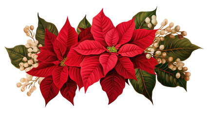 Christmas floral wreath with poinsettia flowers - obrazy, fototapety, plakaty