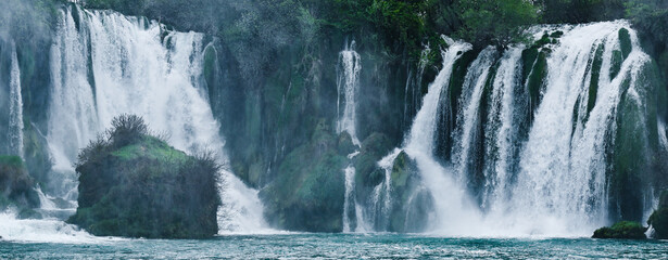 Beautiful view on Kravica waterfall in Bosnia and Herzegovina