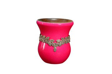 Cuia de Chimarrão de Madeira - Rosa com pedrarias