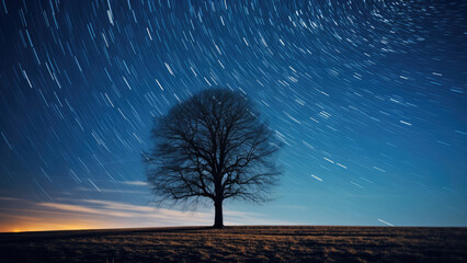 Fototapeta na wymiar Starry Night Landscape, Timelapse