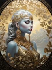 beautiful lady from another world wearing so much gold 