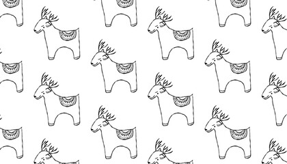 Hand drawn Christmas and New Year seamless pattern for winter holidays.