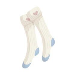 Winter knitted knee socks. Vector graphics.