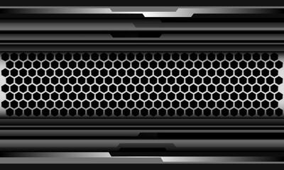 Digital design of a silver hexagon mesh background