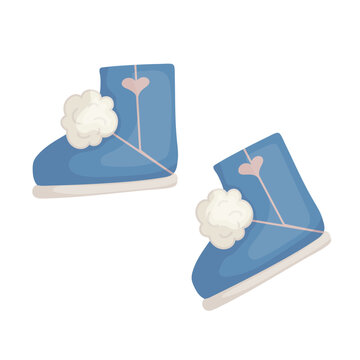 Winter fur boots, uggs. Vector graphics.