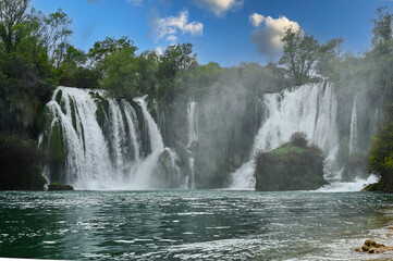 Beautiful view on Kravica waterfall in Bosnia and Herzegovina