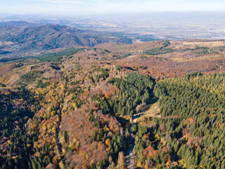 Aerial Autumn view of Vitosha Mountain, Bulgaria