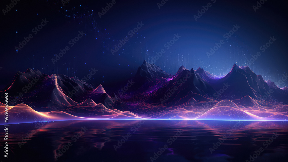 Canvas Prints digital technology landscape with chart wave