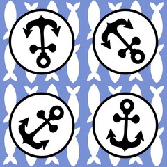 Anchors pattern for wrapping paper and linens and kids clothes print and vocational accessories