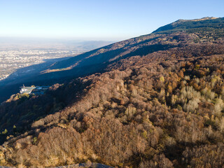 Aerial Autumn view of Vitosha Mountain, Bulgaria