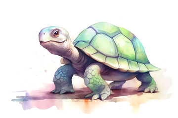 profile of happy turtle in watercolor