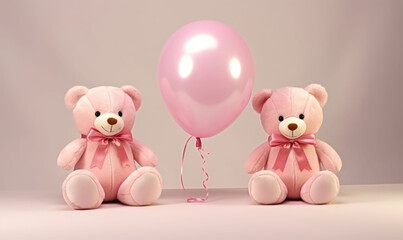 two pink teddy bears. 