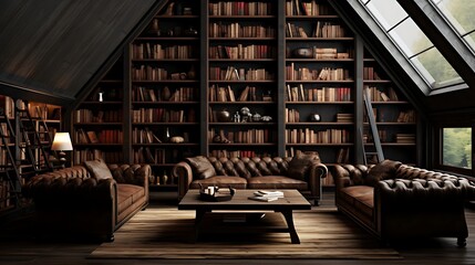 A library with a dedicated area for thrillers and suspense novels. - obrazy, fototapety, plakaty