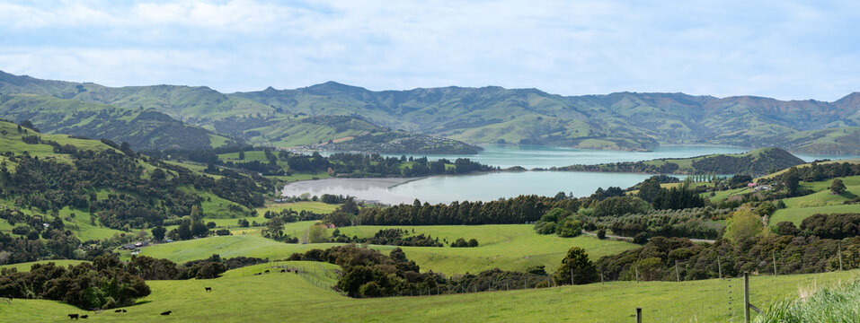 View of Banks Peninsula and Akaroa Harbour